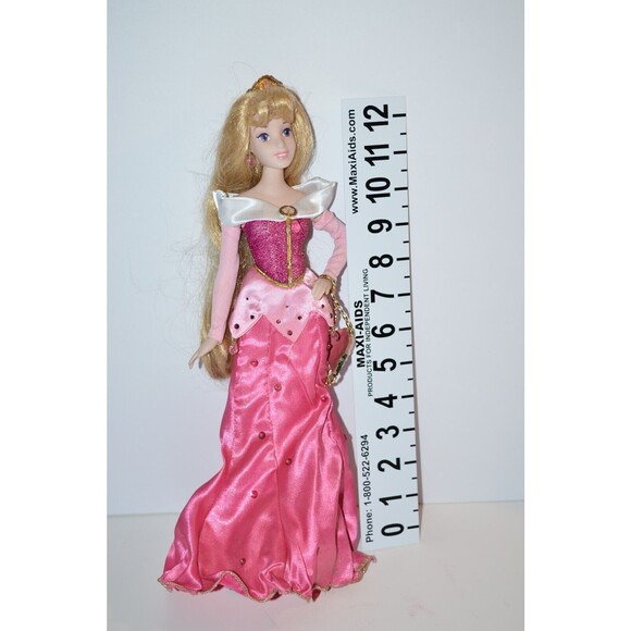 Disney Sleeping Beauty Princess Aurora Porcelain Doll 14" Brass Key Pink - Picture 3 of 11